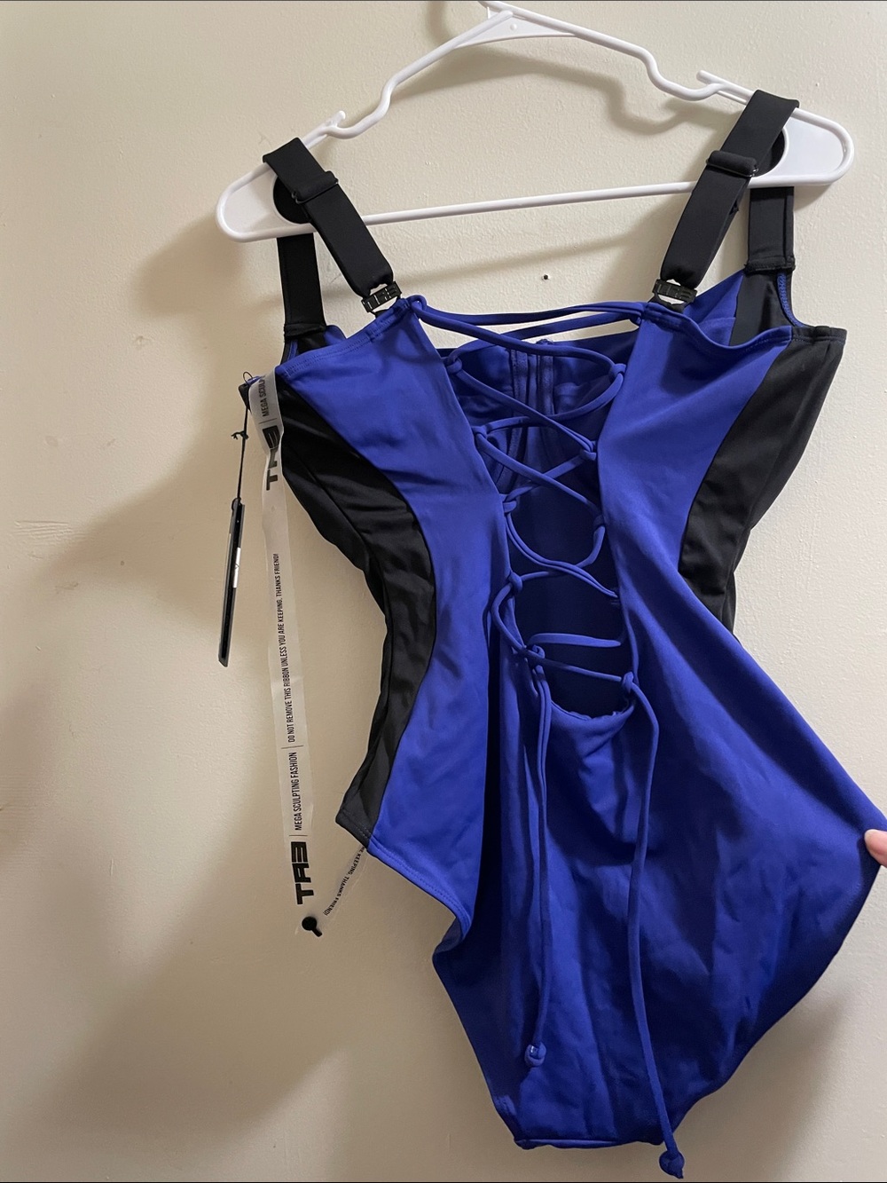 TA3 Blue One-Piece Swimsuit with Black Accents sculpting corset lifty contour - Picture 3 of 3
